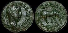 Troas, Alexandria Troas. Gallienus. AD 253-268. Æ 20mm, 3.97 g. Horse