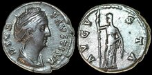 Diva Faustina Senior. Died AD 140/1. AR Denarius 18mm, 3.52 g. Rome