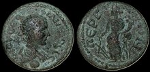 Pamphylia, Perge. Philip II. As Caesar, AD 244-247. Æ 22mm 5.66 g. Tyche