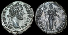 Antoninus Pius. AD 138-161. AR Denarius 19mm, 3.10 g. Rome Fortuna