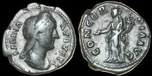 Sabina. Augusta, AD 128-136/7. AR Denarius 18mm, 2.88 g. Rome Concordia