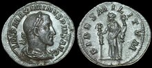 Maximinus I. AD 235-238. AR Denarius 21mm, 2.85 g. Rome Fides