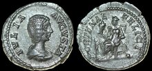 Julia Domna. Augusta, AD 193-217. AR Denarius 20mm, 3.62 g. Rome Fortuna