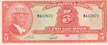 HAITI P.212 - 5 Gourdes 1973 AU