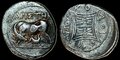 Illyria-Apollonia. Circa-259-48-BC.-AR-Drachm-16mm-3.05-g.-APIΣTΩN-magistrate.-Cow